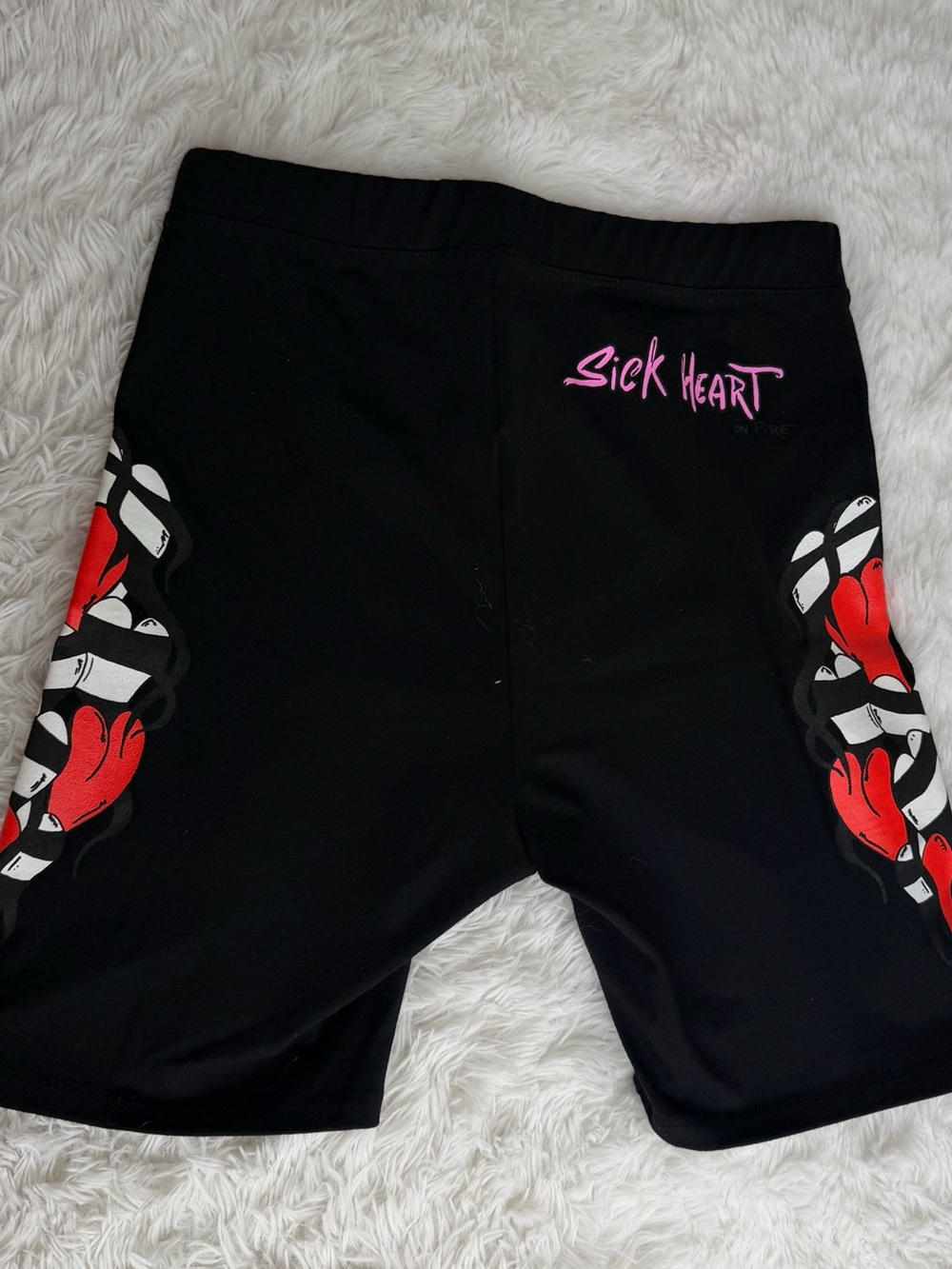Authentic Chrome Hearts Sick Heart Biker Shorts Black